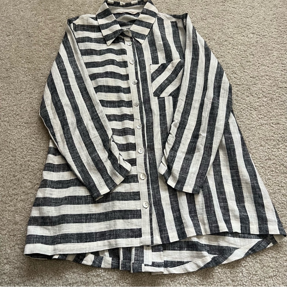 Soft Surroundings Women’s Linen Camina Blouse Shirt Tunic Top Size Large 2CK23 - Picture 4 of 16